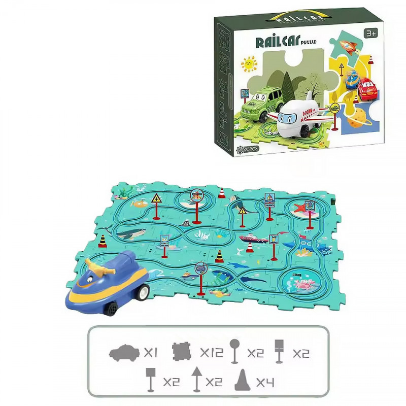 Фото Развивающая игрушка-пазл SHT 1103C Ocean World (25pcs) (Blue) на vchehle.ua