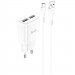 СЗУ Hoco C88A Star round 2.4A (2USB-A) + кабель USB to Type-C (Белый)