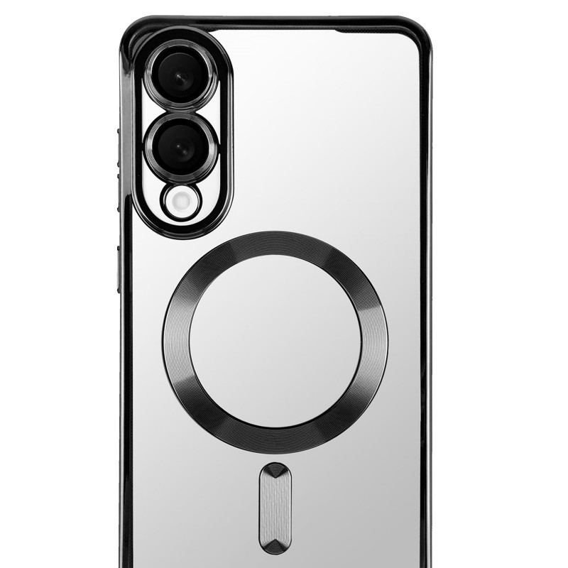 Фото TPU чехол Fibra Chrome with Magnetic safe для Samsung Galaxy S25 Edge (Black) на vchehle.ua