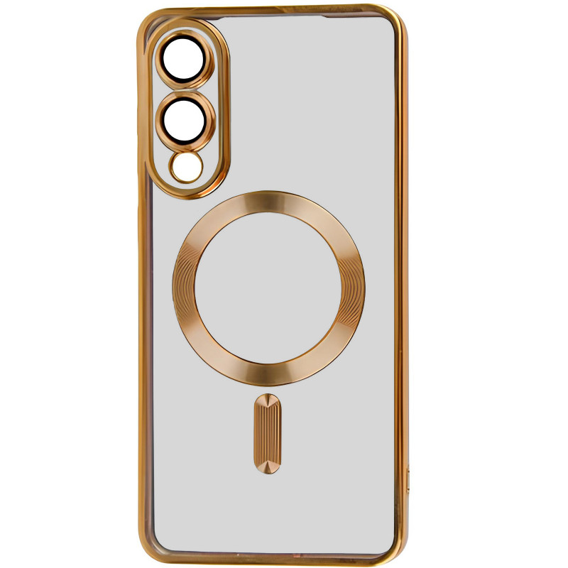 TPU чехол Fibra Chrome with Magnetic safe для Samsung Galaxy S25 Edge (Gold)