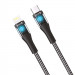 Уцінка Дата кабель Veron CL01 Nylon LED Type-C to Lightning 27W (1.2m) (Пошкоджена упаковка / Black)