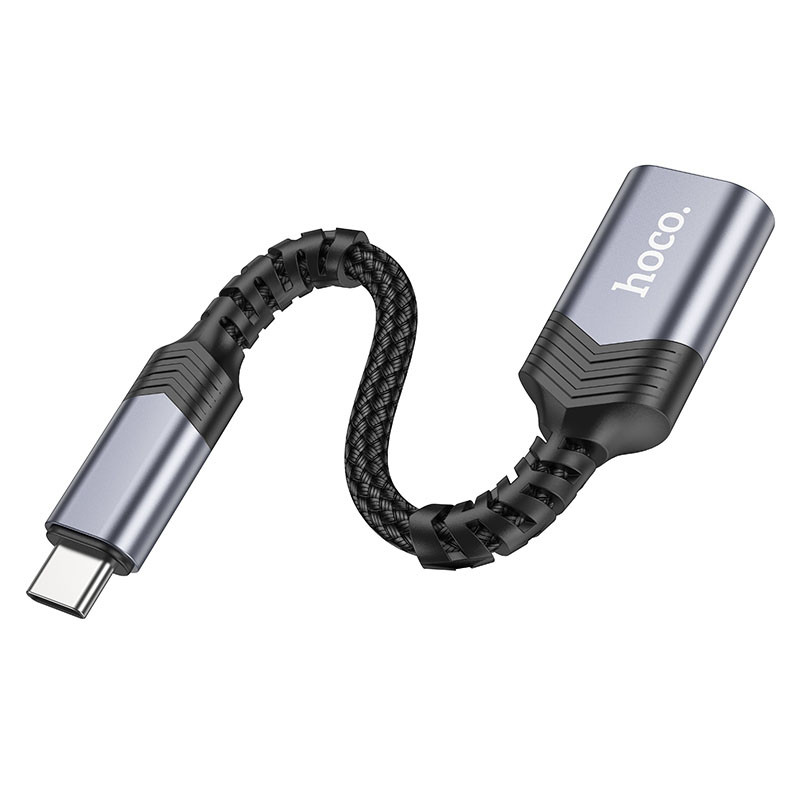 Фото Уцінка Перехідник Hoco UA24 Type-C male to USB female 3.0 (Пошкоджене пакування / Metal gray) в маназині vchehle.ua