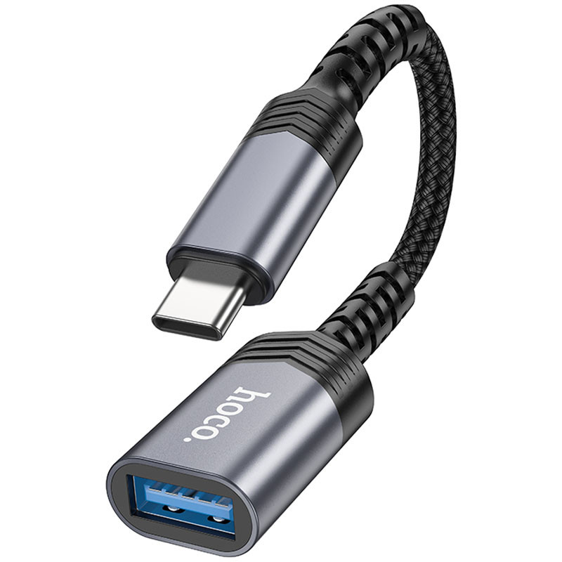 Уцінка Перехідник Hoco UA24 Type-C male to USB female 3.0 (Пошкоджене пакування / Metal gray) в магазині vchehle.ua