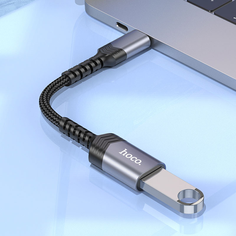 Купити Уцінка Перехідник Hoco UA24 Type-C male to USB female 3.0 (Пошкоджене пакування / Metal gray) на vchehle.ua