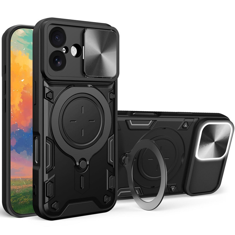 Фото Ударопрочный чехол Bracket case with Magnetic для Apple iPhone 17 (6.3") (Black) на vchehle.ua