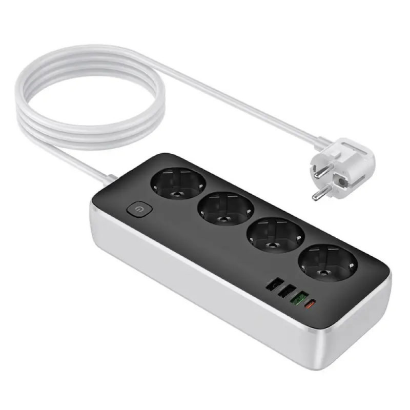 Фото Удлинитель Hoco AC22 Sunlight (PD30W/1C/3A/4xSocket) (3m) (Black) в магазине vchehle.ua