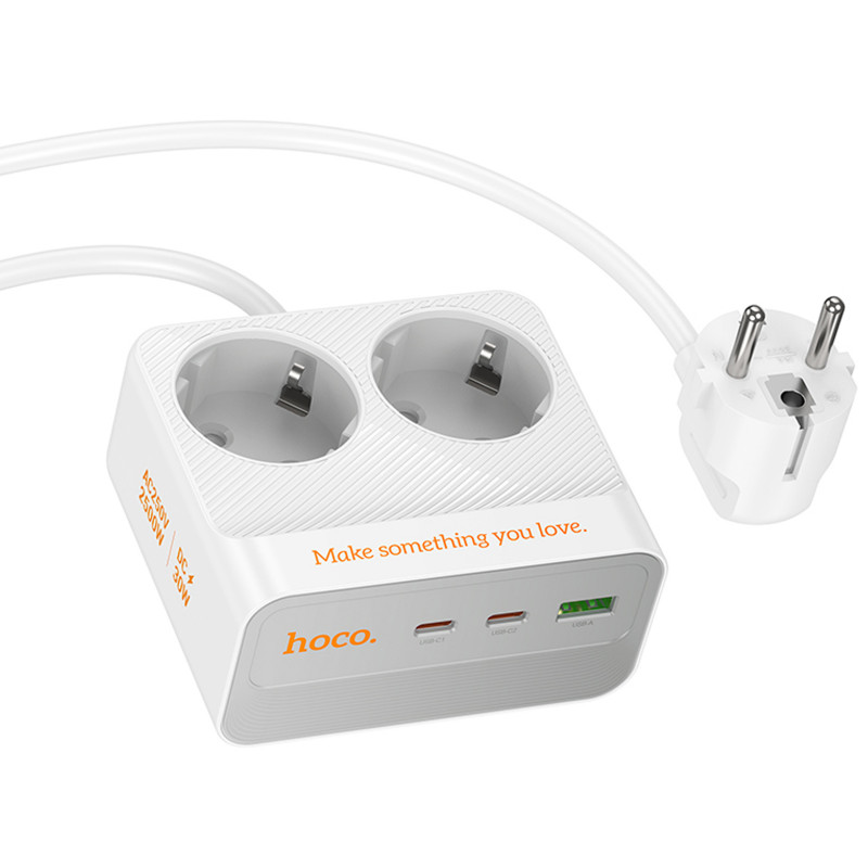 Фото Подовжувач Hoco AC27 Descanso (PD30W/2C/1A/2xSocket) (2m) (White) на vchehle.ua