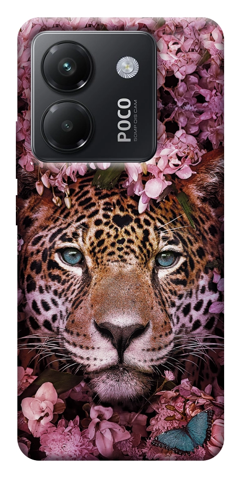 Чохол Леопард у квітах для Xiaomi Poco M7 Pro 5G