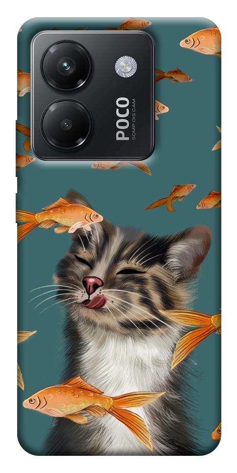 Чохол Cat with fish для Xiaomi Poco M7 Pro 5G