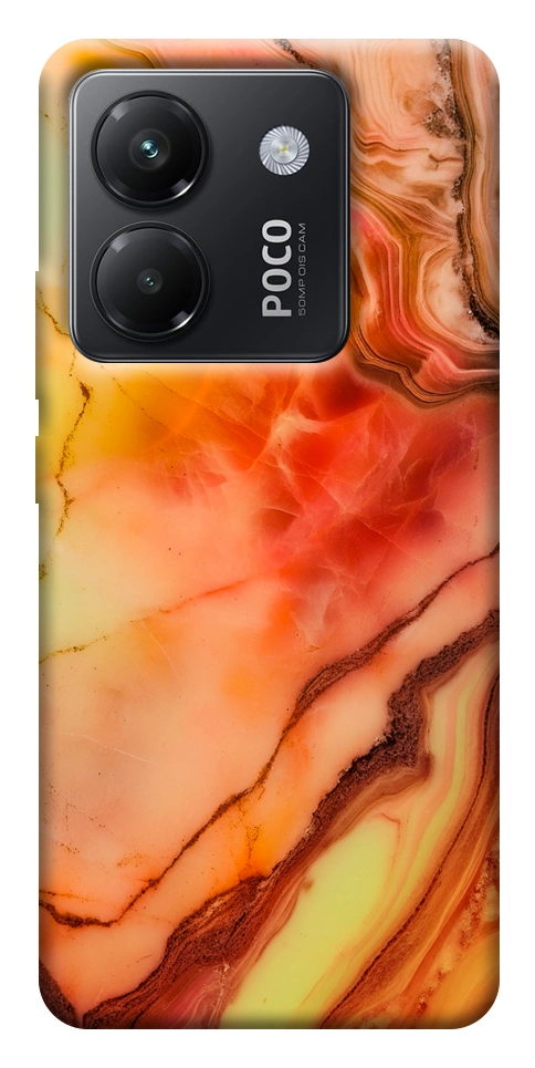 Чохол Червоний корал мармур для Xiaomi Poco M7 Pro 5G