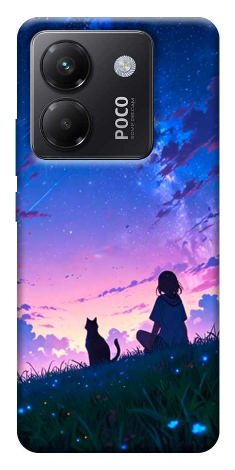Чохол Space girl and cat для Xiaomi Poco M7 Pro 5G