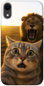Чехол Shocked cat and lion для iPhone XR