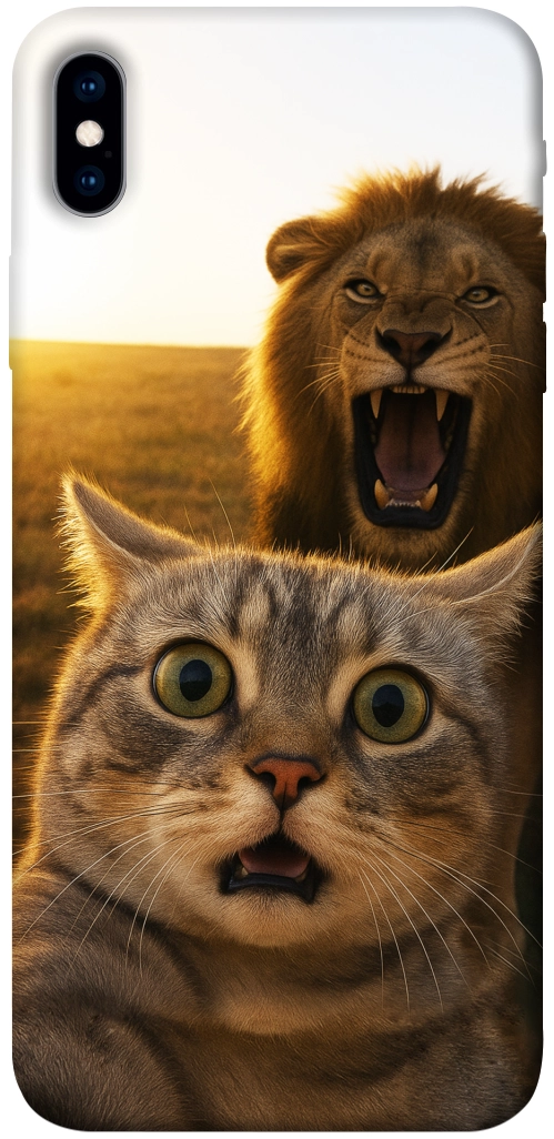 Чехол Shocked cat and lion для iPhone XS Max