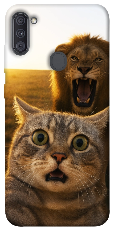 Чехол Shocked cat and lion для Galaxy A11 (2020)