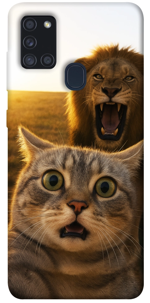 Чехол Shocked cat and lion для Galaxy A21s (2020)