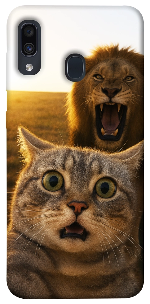 Чехол Shocked cat and lion для Galaxy A30 (2019)