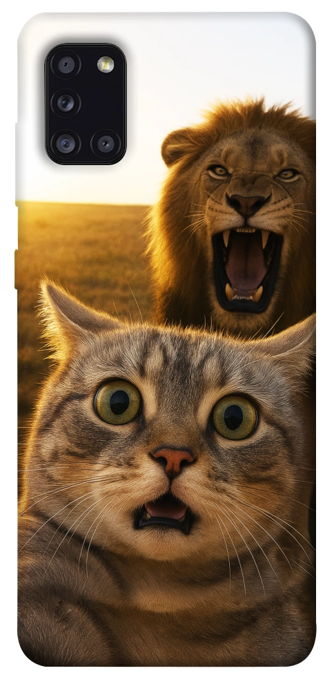 Чохол Shocked cat and lion для Galaxy A31 (2020)
