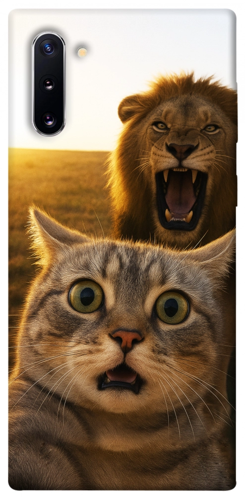 Чехол Shocked cat and lion для Galaxy Note 10 (2019)