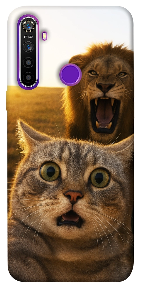 Чехол Shocked cat and lion для Realme 5