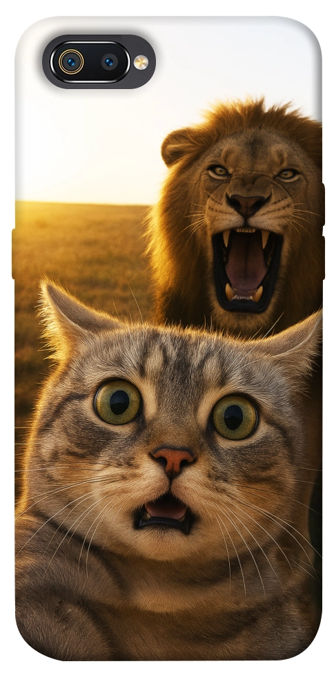 Чехол Shocked cat and lion для Realme C2