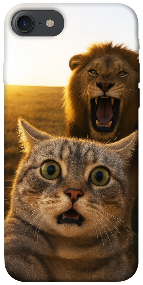 Чехол Shocked cat and lion для iPhone 8