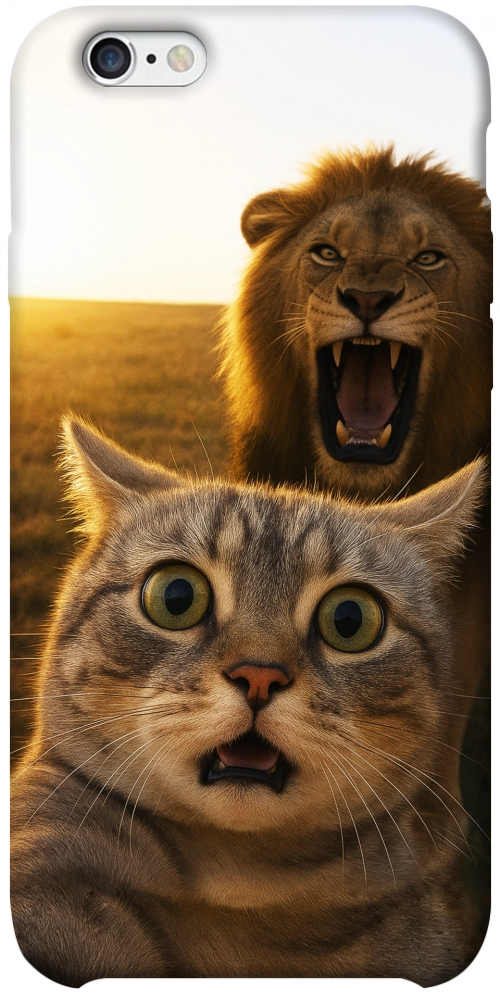 Чохол Shocked cat and lion для iPhone 6S Plus
