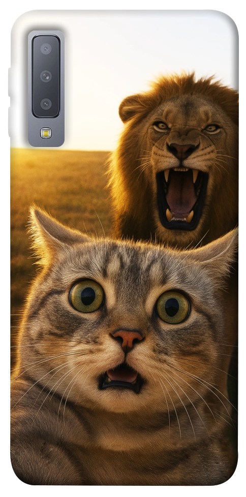 Чохол Shocked cat and lion для Galaxy A7 (2018)