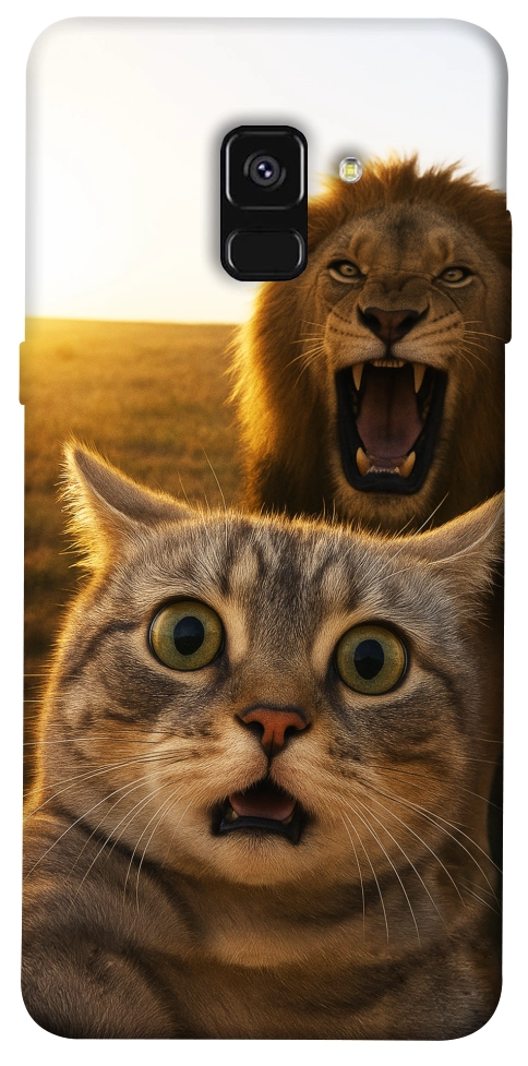 Чохол Shocked cat and lion для Galaxy A8 (2018)