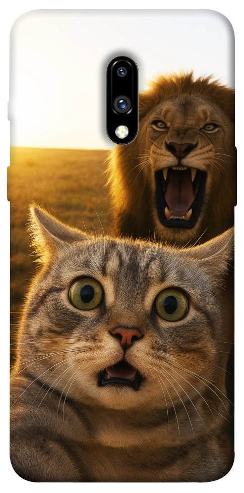 Чехол Shocked cat and lion для OnePlus 7