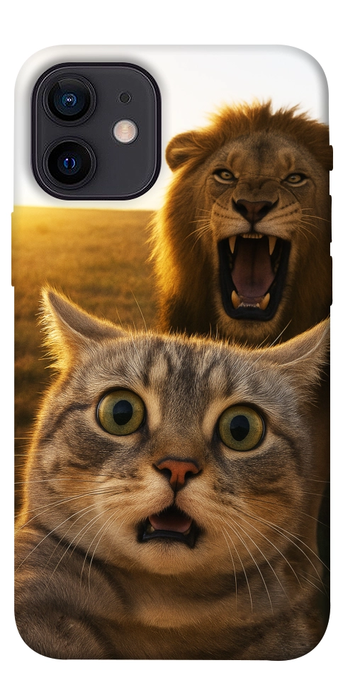 Чехол Shocked cat and lion для iPhone 12 mini