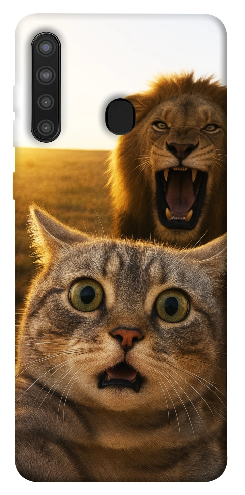 Чохол Shocked cat and lion для Galaxy A21