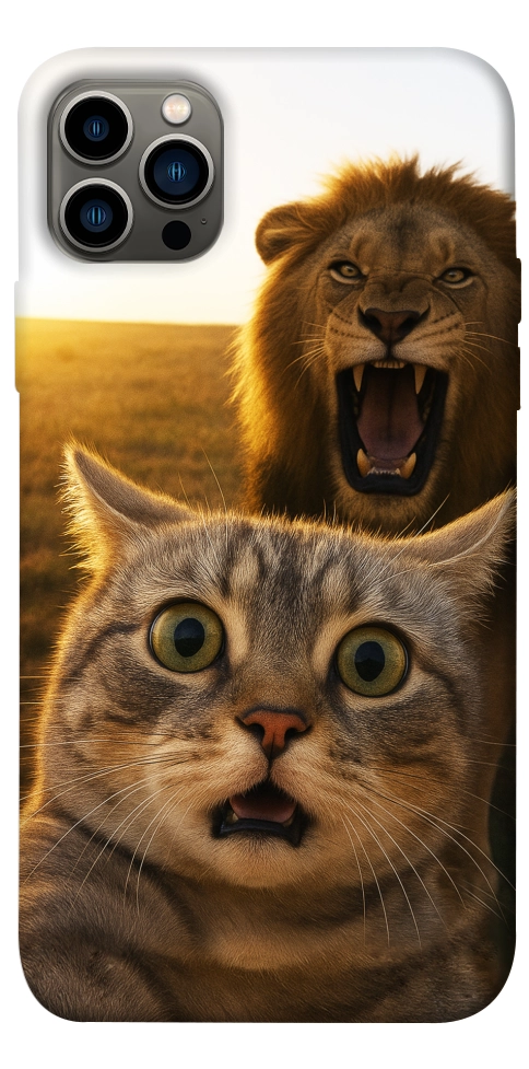 Чохол Shocked cat and lion для iPhone 12 Pro