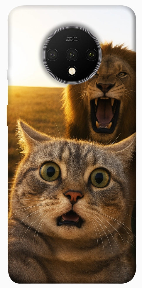 Чохол Shocked cat and lion для OnePlus 7T