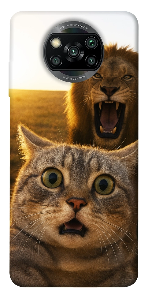 Чехол Shocked cat and lion для Xiaomi Poco X3 NFC