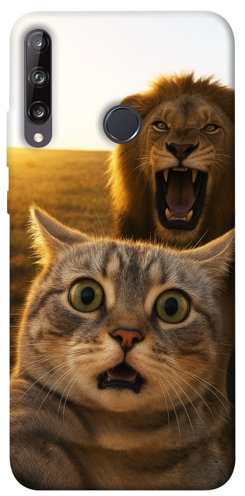 Чехол Shocked cat and lion для Huawei P40 Lite E