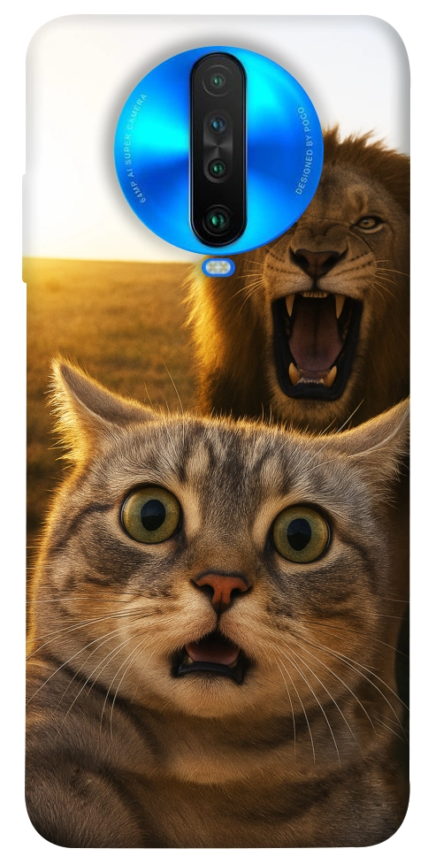 Чохол Shocked cat and lion для Xiaomi Poco X2