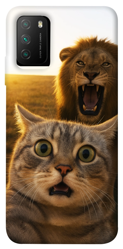 Чехол Shocked cat and lion для Xiaomi Poco M3
