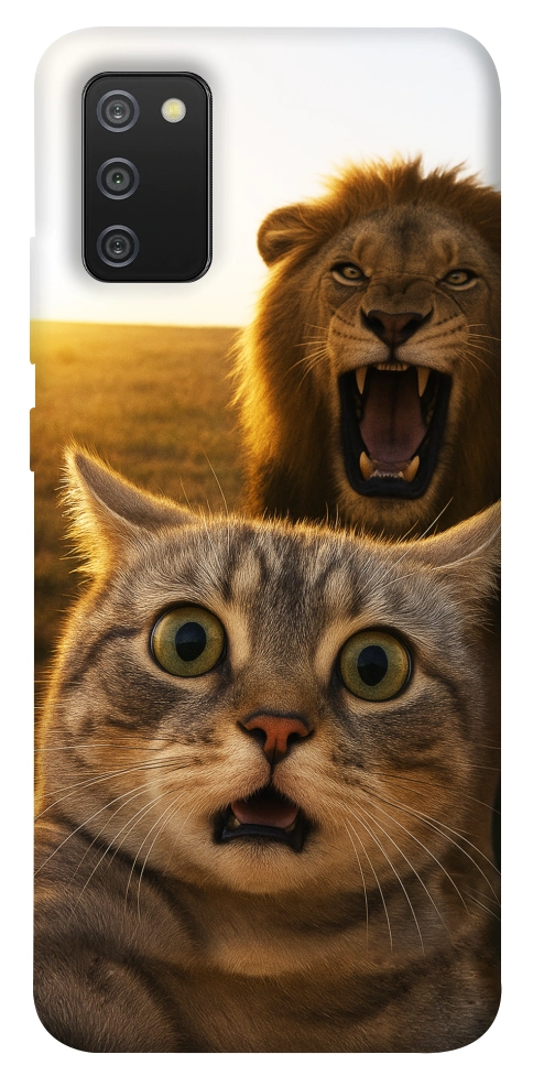 Чехол Shocked cat and lion для Galaxy A02s