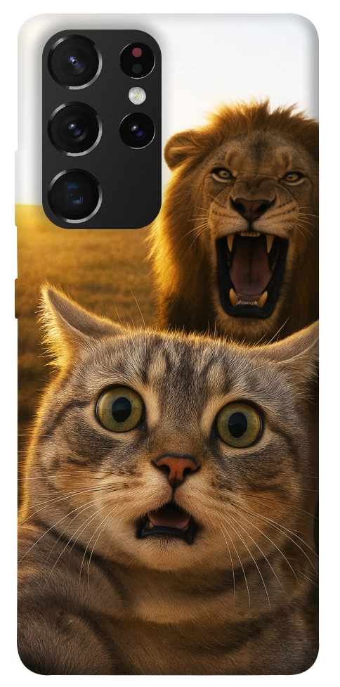 Чехол Shocked cat and lion для Galaxy S21 Ultra