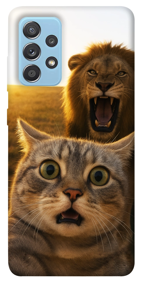 Чехол Shocked cat and lion для Galaxy A52