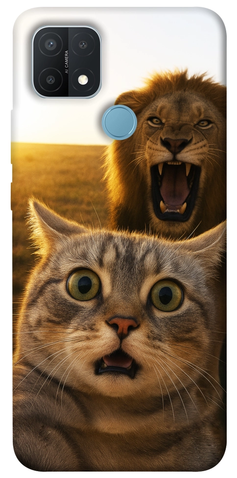 Чохол Shocked cat and lion для Oppo A15