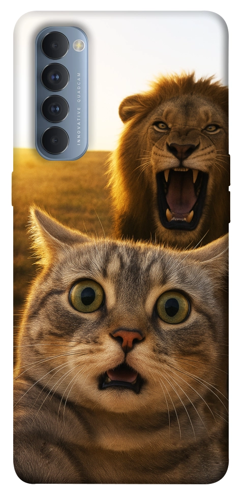 Чехол Shocked cat and lion для Oppo Reno 4 Pro