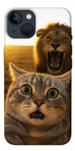 Чехол Shocked cat and lion для iPhone 13