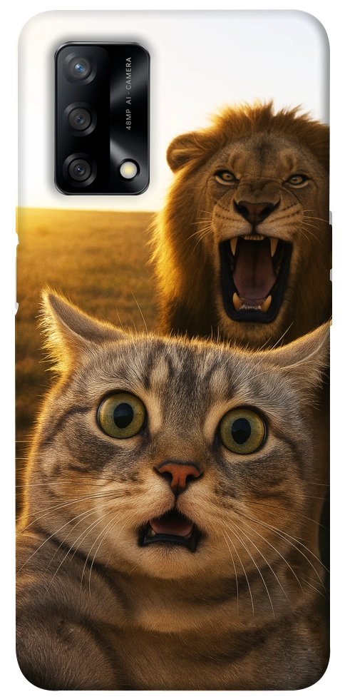 Чохол Shocked cat and lion для Oppo A74 4G