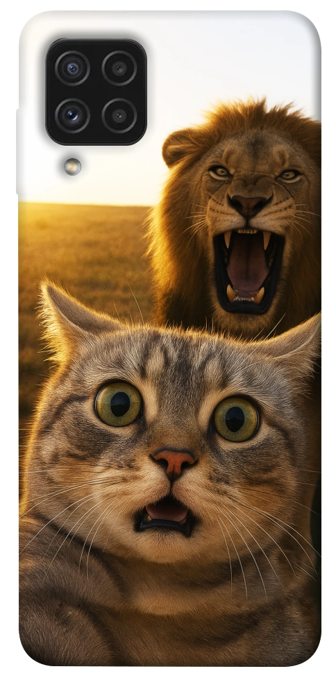 Чехол Shocked cat and lion для Galaxy A22 4G