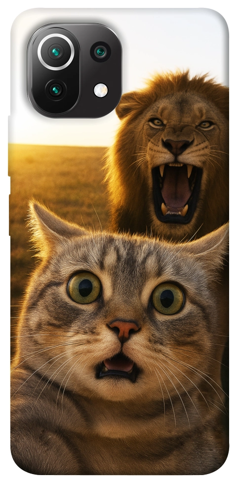 Чехол Shocked cat and lion для Xiaomi Mi 11 Lite