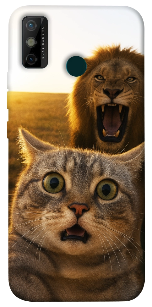Чехол Shocked cat and lion для TECNO Spark 6 Go