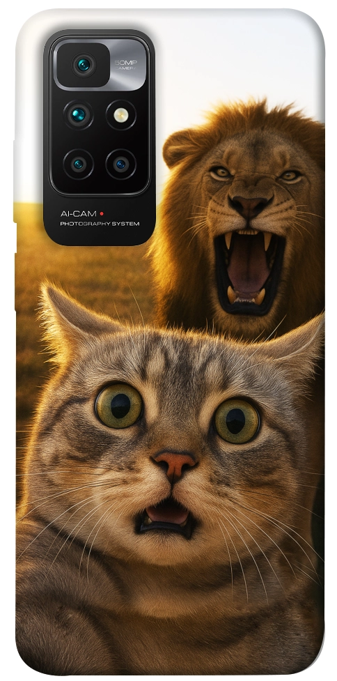 Чохол Shocked cat and lion для Xiaomi Redmi 10