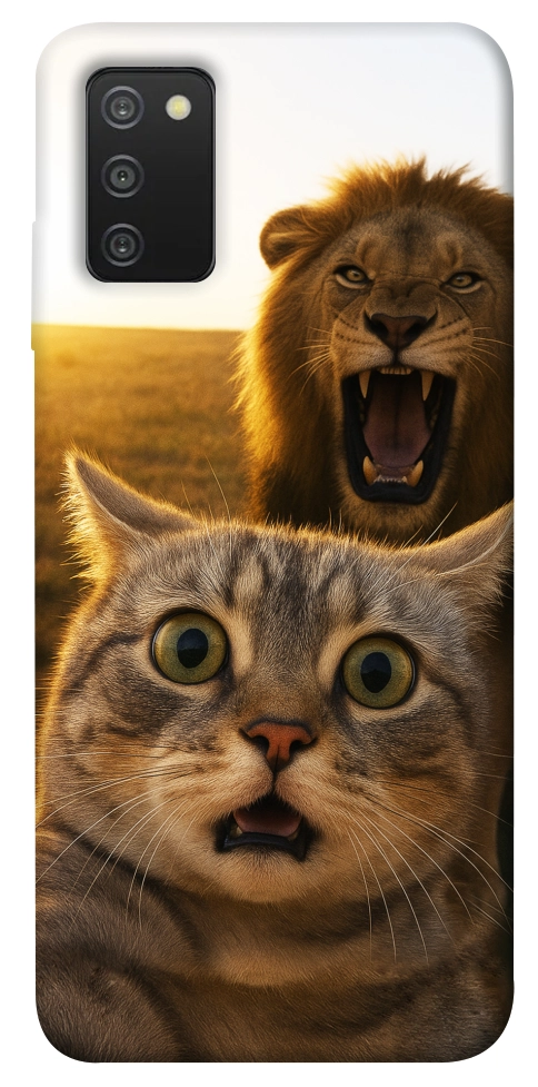 Чехол Shocked cat and lion для Galaxy A03s