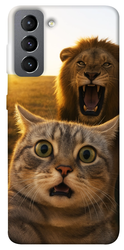 Чохол Shocked cat and lion для Galaxy S21 FE